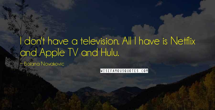 Bojana Novakovic Quotes: I don't have a television. All I have is Netflix and Apple TV and Hulu.