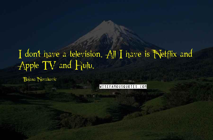 Bojana Novakovic Quotes: I don't have a television. All I have is Netflix and Apple TV and Hulu.