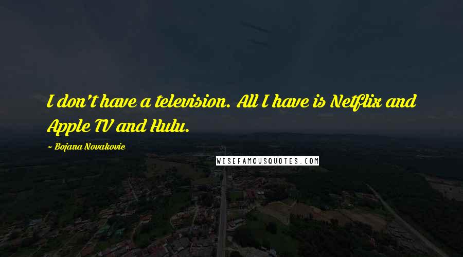Bojana Novakovic Quotes: I don't have a television. All I have is Netflix and Apple TV and Hulu.