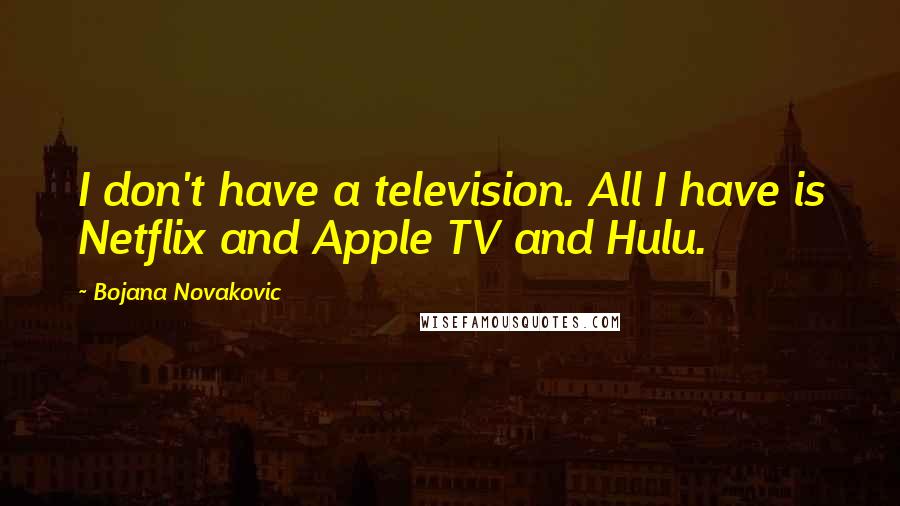 Bojana Novakovic Quotes: I don't have a television. All I have is Netflix and Apple TV and Hulu.