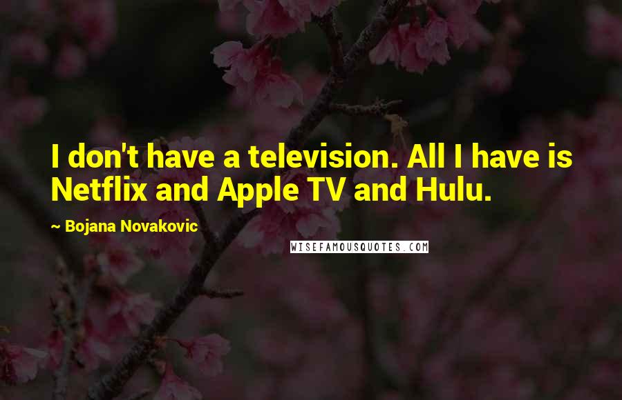 Bojana Novakovic Quotes: I don't have a television. All I have is Netflix and Apple TV and Hulu.