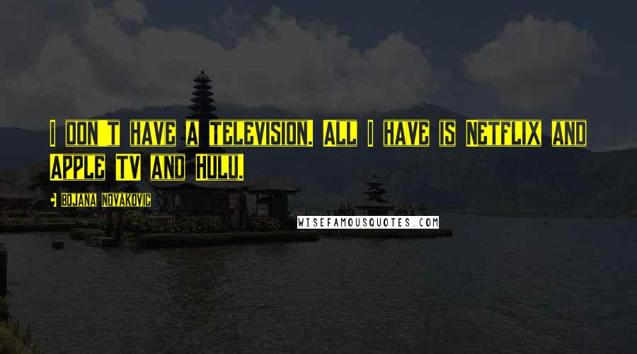 Bojana Novakovic Quotes: I don't have a television. All I have is Netflix and Apple TV and Hulu.