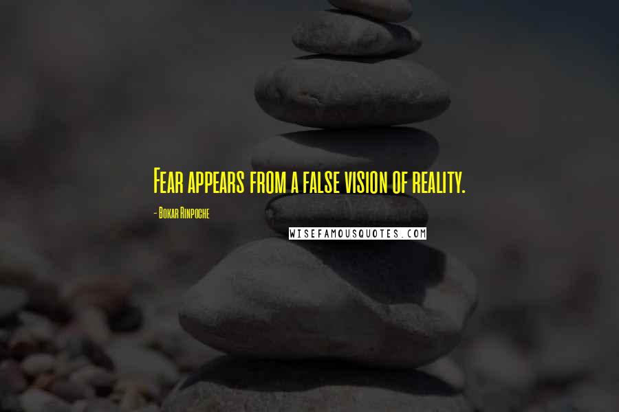 Bokar Rinpoche Quotes: Fear appears from a false vision of reality.