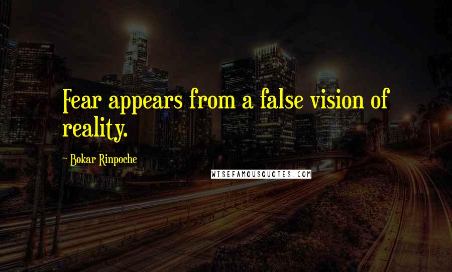 Bokar Rinpoche Quotes: Fear appears from a false vision of reality.