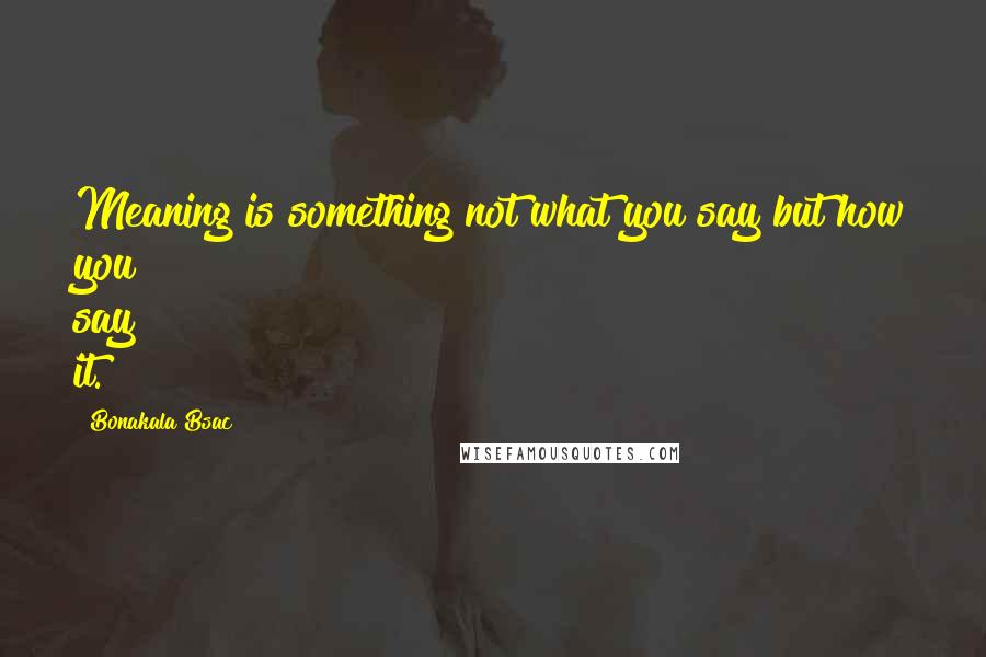 Bonakala Bsac Quotes: Meaning is something not what you say but how you say it.