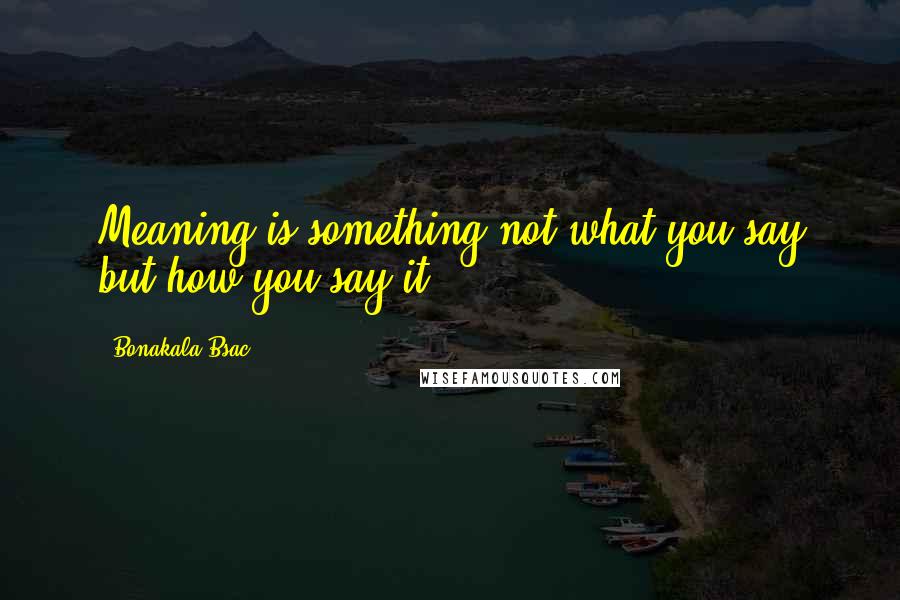 Bonakala Bsac Quotes: Meaning is something not what you say but how you say it.