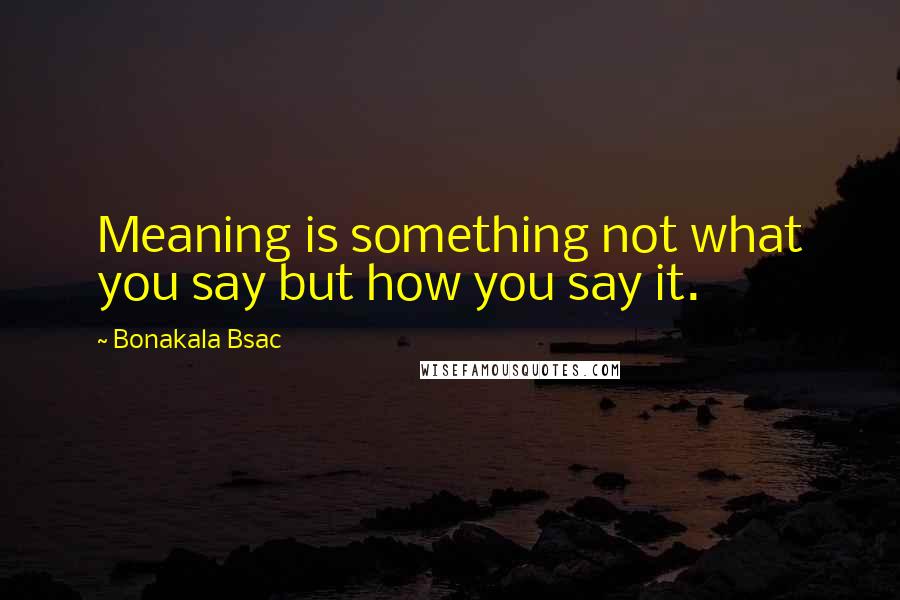 Bonakala Bsac Quotes: Meaning is something not what you say but how you say it.