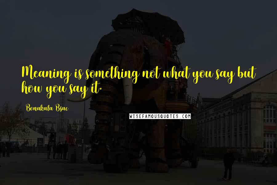 Bonakala Bsac Quotes: Meaning is something not what you say but how you say it.