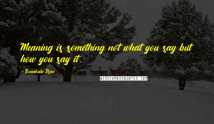 Bonakala Bsac Quotes: Meaning is something not what you say but how you say it.