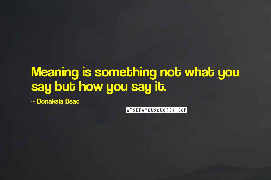 Bonakala Bsac Quotes: Meaning is something not what you say but how you say it.