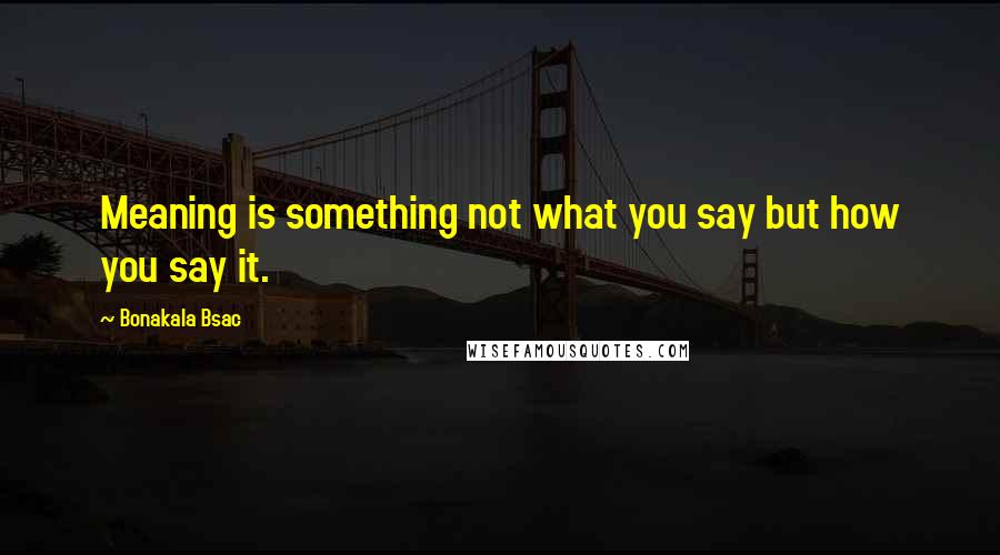 Bonakala Bsac Quotes: Meaning is something not what you say but how you say it.
