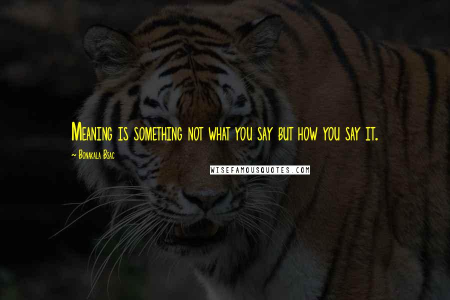 Bonakala Bsac Quotes: Meaning is something not what you say but how you say it.