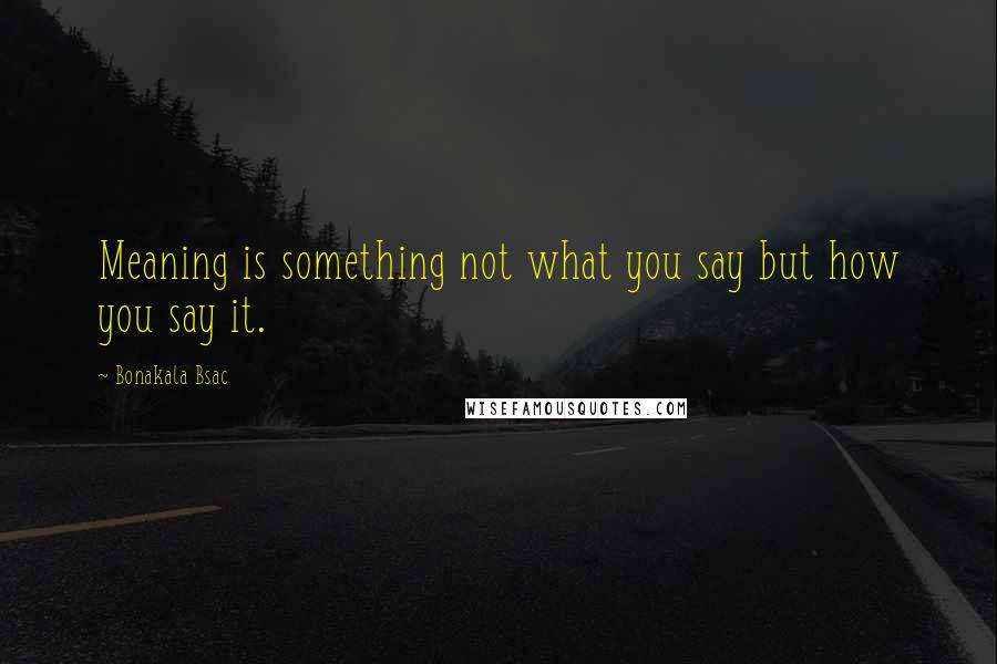 Bonakala Bsac Quotes: Meaning is something not what you say but how you say it.