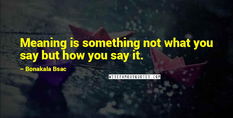 Bonakala Bsac Quotes: Meaning is something not what you say but how you say it.