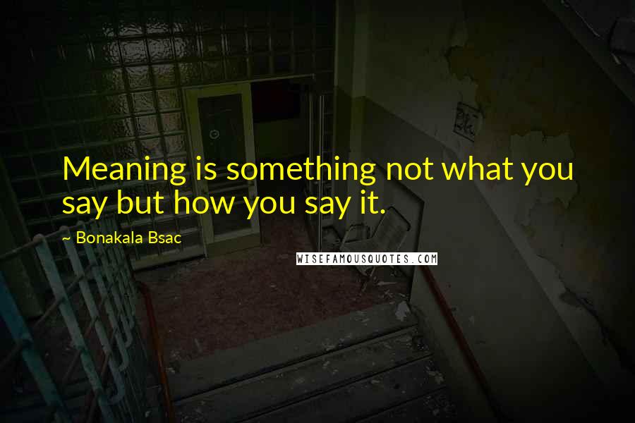 Bonakala Bsac Quotes: Meaning is something not what you say but how you say it.