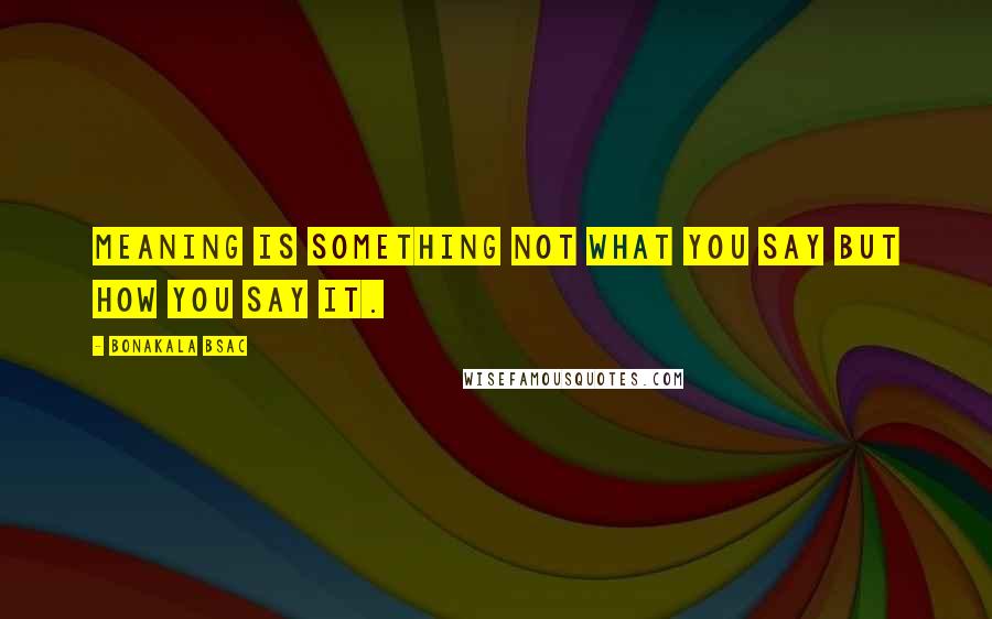Bonakala Bsac Quotes: Meaning is something not what you say but how you say it.