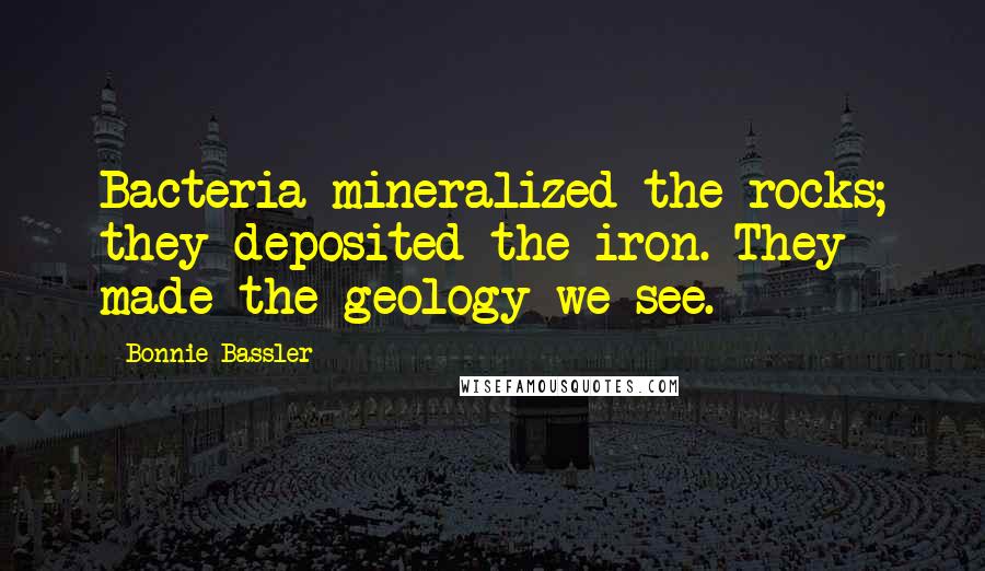 Bonnie Bassler Quotes: Bacteria mineralized the rocks; they deposited the iron. They made the geology we see.
