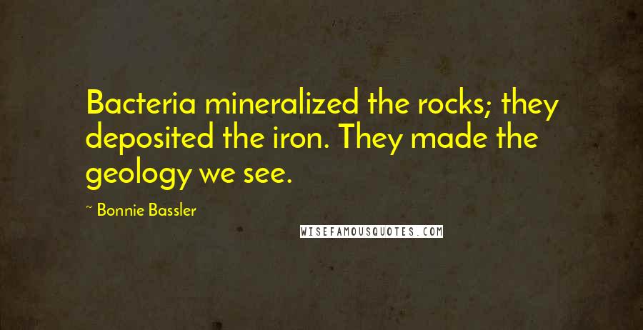 Bonnie Bassler Quotes: Bacteria mineralized the rocks; they deposited the iron. They made the geology we see.