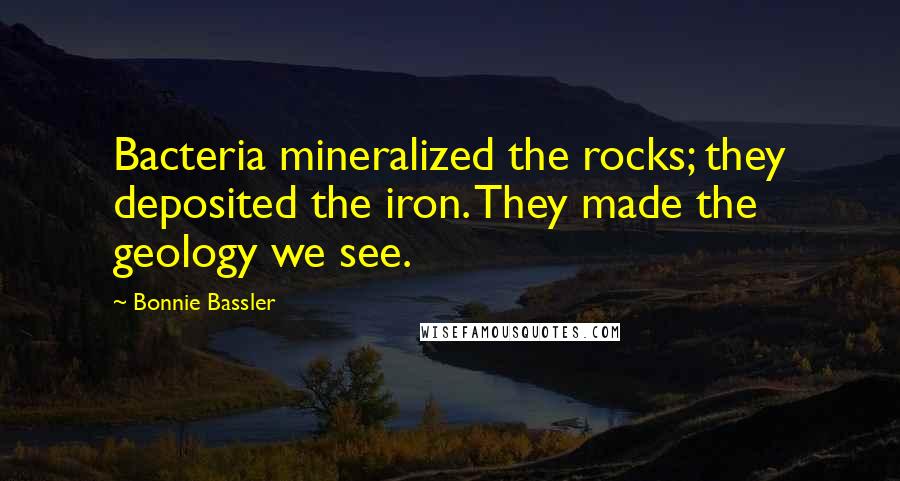 Bonnie Bassler Quotes: Bacteria mineralized the rocks; they deposited the iron. They made the geology we see.