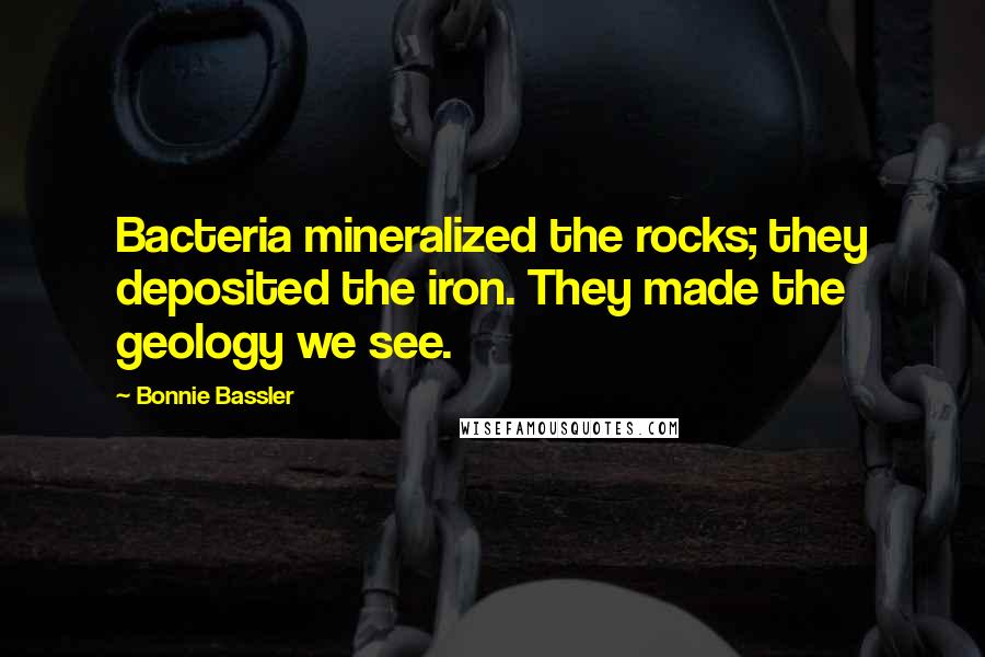 Bonnie Bassler Quotes: Bacteria mineralized the rocks; they deposited the iron. They made the geology we see.