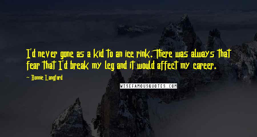 Bonnie Langford Quotes: I'd never gone as a kid to an ice rink. There was always that fear that I'd break my leg and it would affect my career.