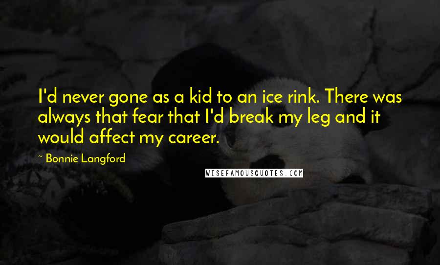 Bonnie Langford Quotes: I'd never gone as a kid to an ice rink. There was always that fear that I'd break my leg and it would affect my career.