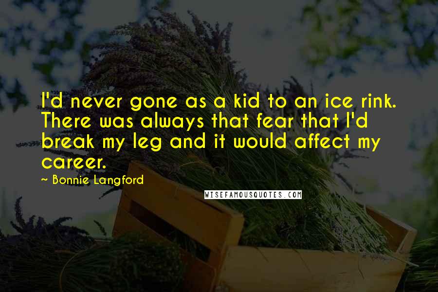 Bonnie Langford Quotes: I'd never gone as a kid to an ice rink. There was always that fear that I'd break my leg and it would affect my career.