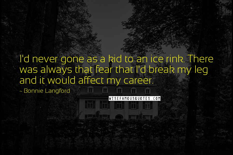 Bonnie Langford Quotes: I'd never gone as a kid to an ice rink. There was always that fear that I'd break my leg and it would affect my career.