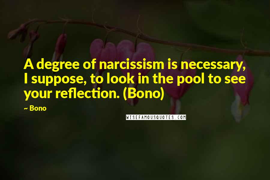 Bono Quotes: A degree of narcissism is necessary, I suppose, to look in the pool to see your reflection. (Bono)