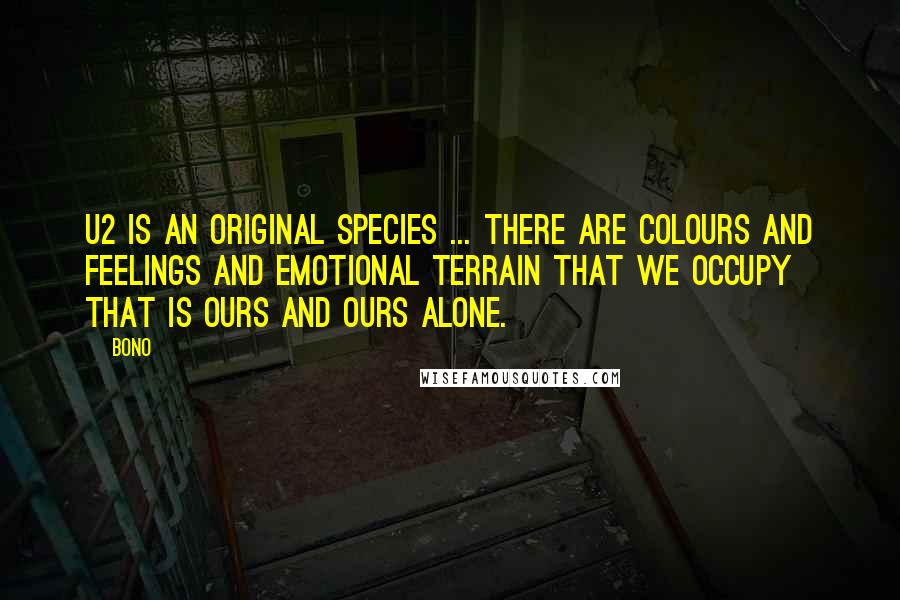 Bono Quotes: U2 is an original species ... there are colours and feelings and emotional terrain that we occupy that is ours and ours alone.