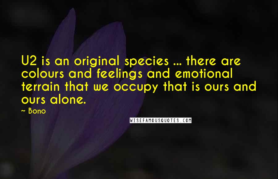 Bono Quotes: U2 is an original species ... there are colours and feelings and emotional terrain that we occupy that is ours and ours alone.