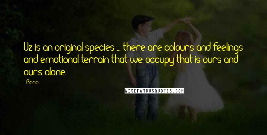 Bono Quotes: U2 is an original species ... there are colours and feelings and emotional terrain that we occupy that is ours and ours alone.