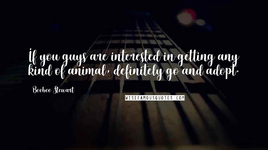 Booboo Stewart Quotes: If you guys are interested in getting any kind of animal, definitely go and adopt.