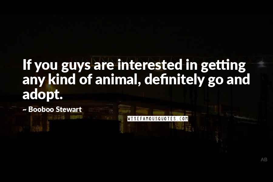 Booboo Stewart Quotes: If you guys are interested in getting any kind of animal, definitely go and adopt.