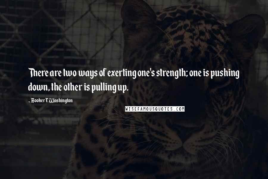 Booker T. Washington Quotes: There are two ways of exerting one's strength; one is pushing down, the other is pulling up.