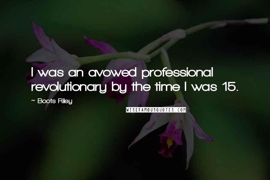 Boots Riley Quotes: I was an avowed professional revolutionary by the time I was 15.