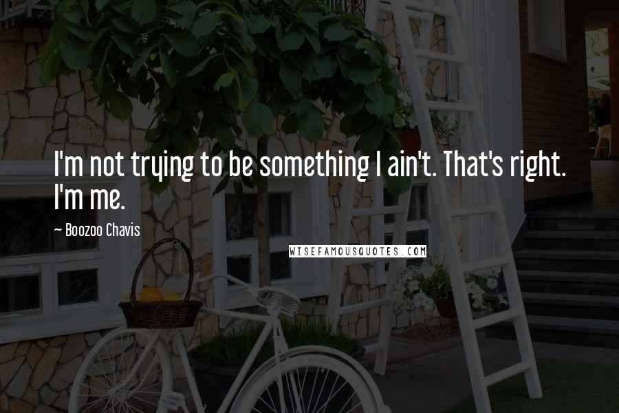 Boozoo Chavis Quotes: I'm not trying to be something I ain't. That's right. I'm me.