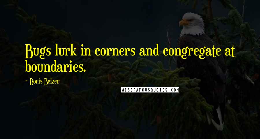 Boris Beizer Quotes: Bugs lurk in corners and congregate at boundaries.
