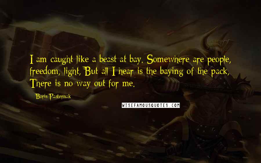 Boris Pasternak Quotes: I am caught like a beast at bay. Somewhere are people, freedom, light, But all I hear is the baying of the pack, There is no way out for me.