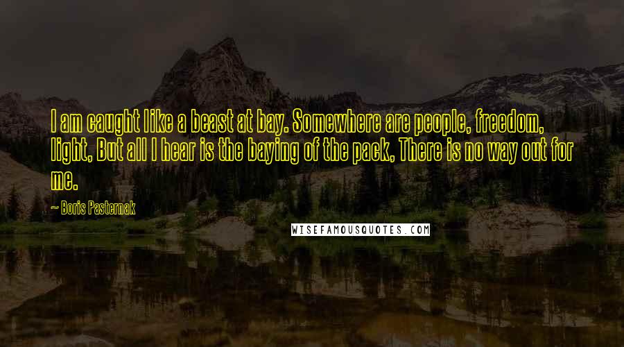 Boris Pasternak Quotes: I am caught like a beast at bay. Somewhere are people, freedom, light, But all I hear is the baying of the pack, There is no way out for me.