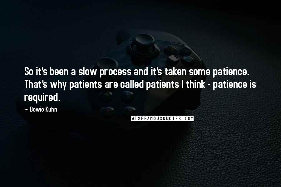 Bowie Kuhn Quotes: So it's been a slow process and it's taken some patience. That's why patients are called patients I think - patience is required.