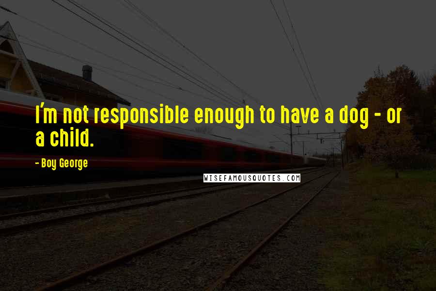 Boy George Quotes: I'm not responsible enough to have a dog - or a child.