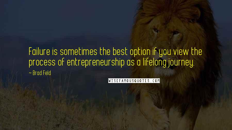 Brad Feld Quotes: Failure is sometimes the best option if you view the process of entrepreneurship as a lifelong journey.