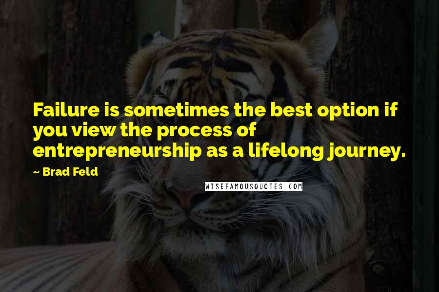 Brad Feld Quotes: Failure is sometimes the best option if you view the process of entrepreneurship as a lifelong journey.