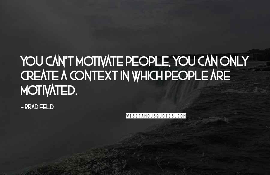 Brad Feld Quotes: You can't motivate people, you can only create a context in which people are motivated.