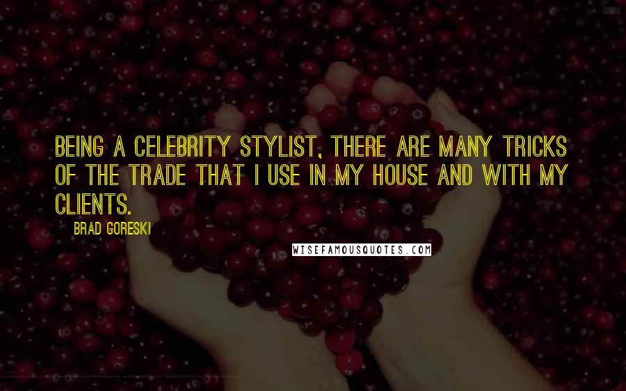 Brad Goreski Quotes: Being a celebrity stylist, there are many tricks of the trade that I use in my house and with my clients.