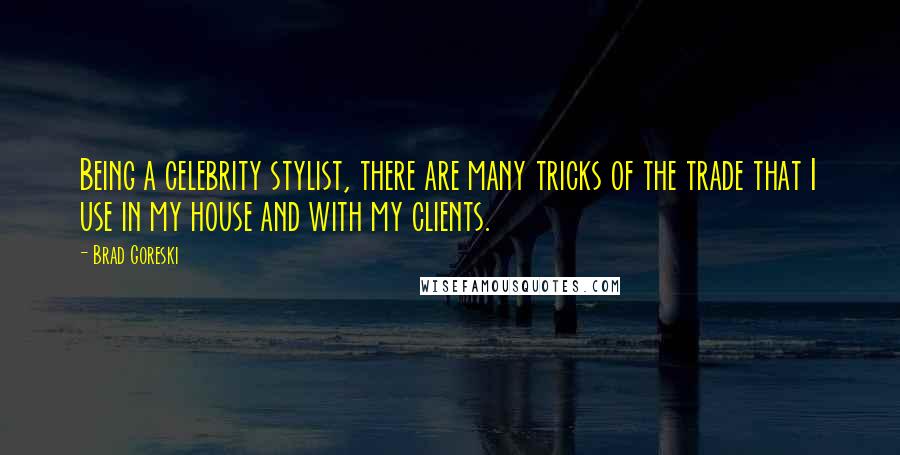 Brad Goreski Quotes: Being a celebrity stylist, there are many tricks of the trade that I use in my house and with my clients.
