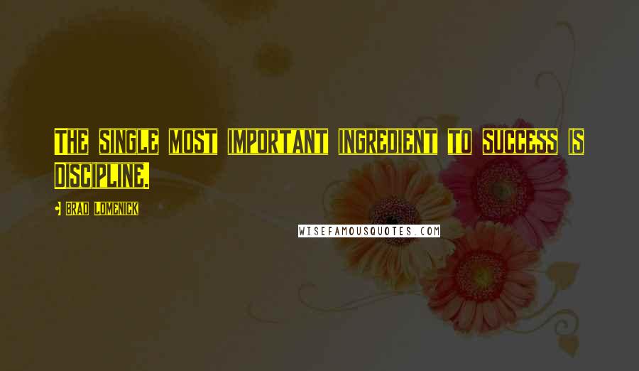 Brad Lomenick Quotes: The single most important ingredient to success is Discipline.