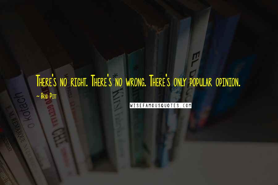 Brad Pitt Quotes: There's no right. There's no wrong. There's only popular opinion.