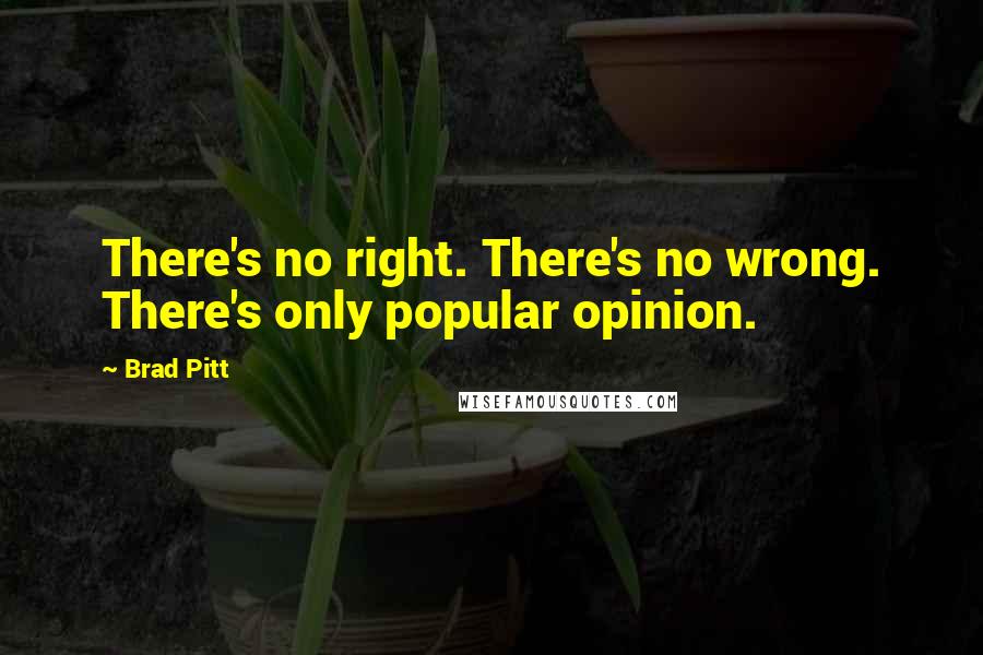 Brad Pitt Quotes: There's no right. There's no wrong. There's only popular opinion.